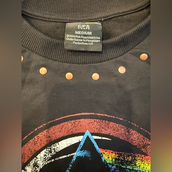 NWOT- Pink Floyd Embellished Cropped Long Sleeve - Picture 2 of 3